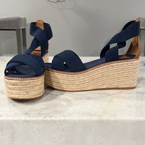 Tory Burch blue wedges